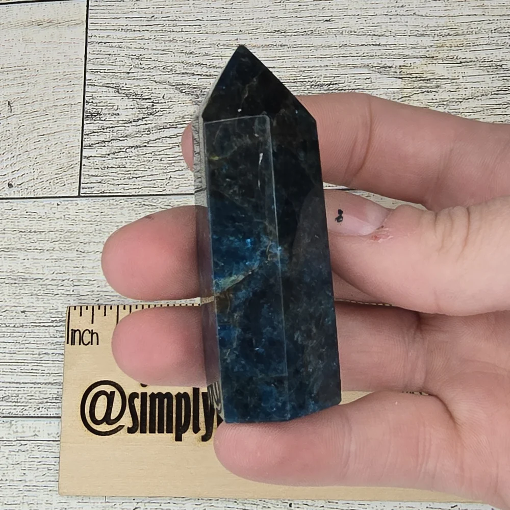 Dark Blue Apatite Crystal Tower